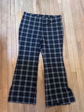 Divided Black and White Plaid Wide-Leg Pants